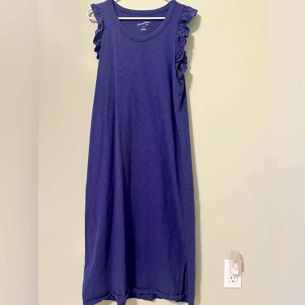 Blue Sleeveless Dress with Ruffle Details